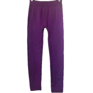 Purple Leggings Tights Fleece Lined Long 7/8 Capri Small